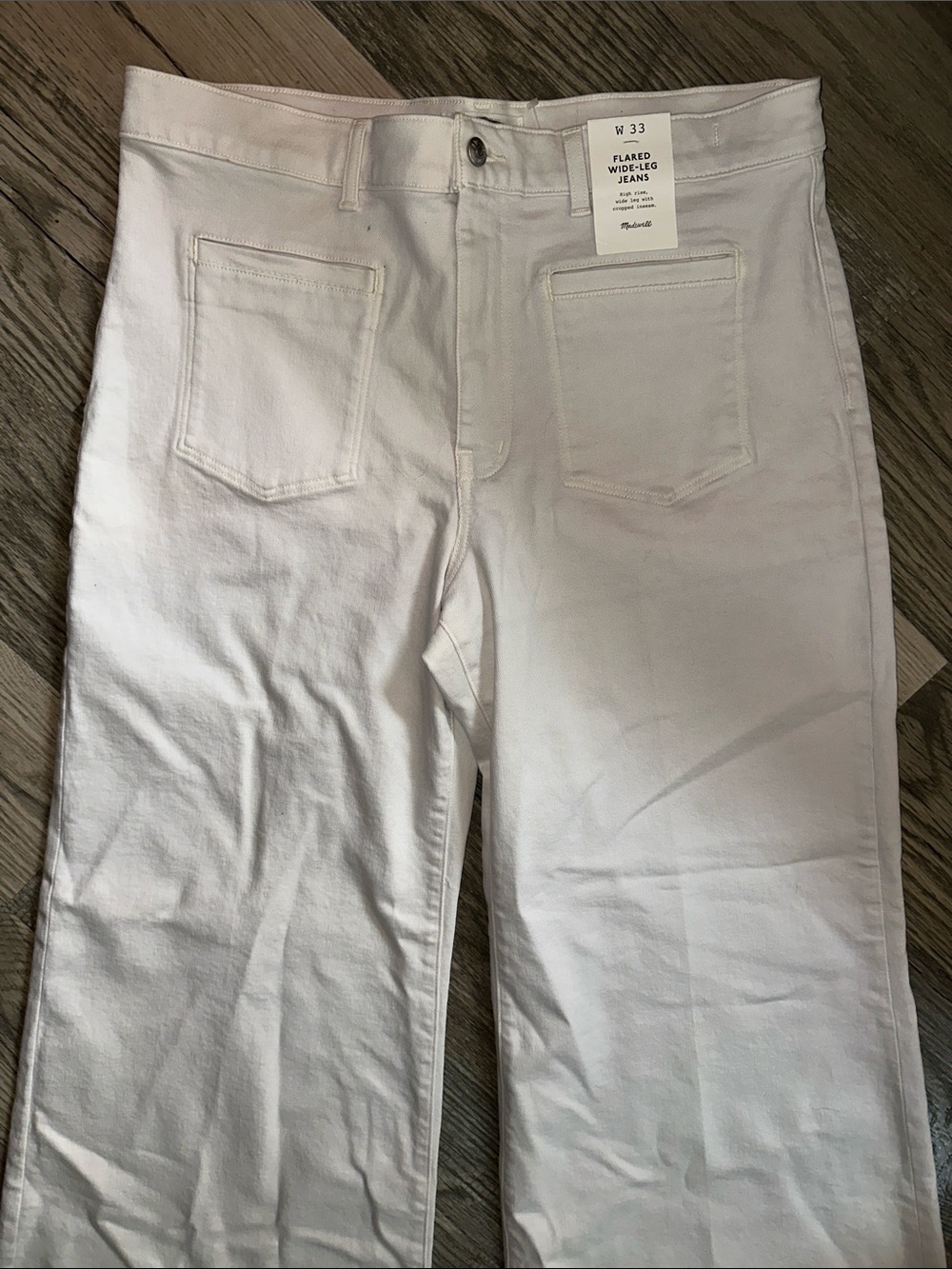 Madewell NWT flared crop Wide-Leg High-Rise Jeans vintage ivory women’s size 33 - Picture 5 of 14
